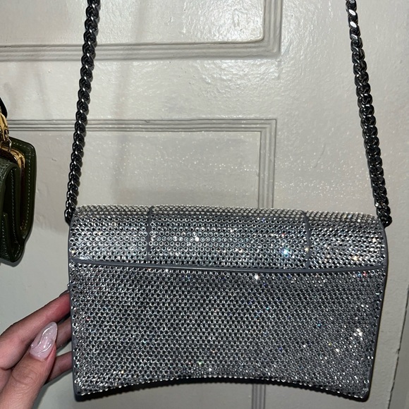 RARE Balenciaga rhinestone crystal diamond stud hourglass chain crossbody purse - Picture 9 of 17